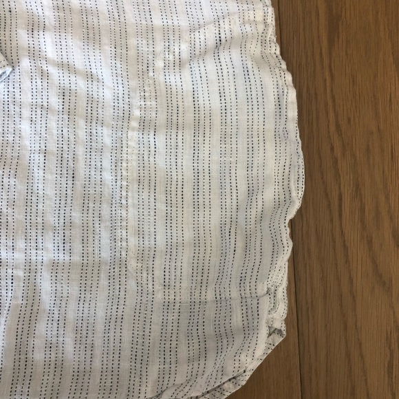 New white black vertical striped long sleeve blouse linen size medium cotton - Picture 6 of 6